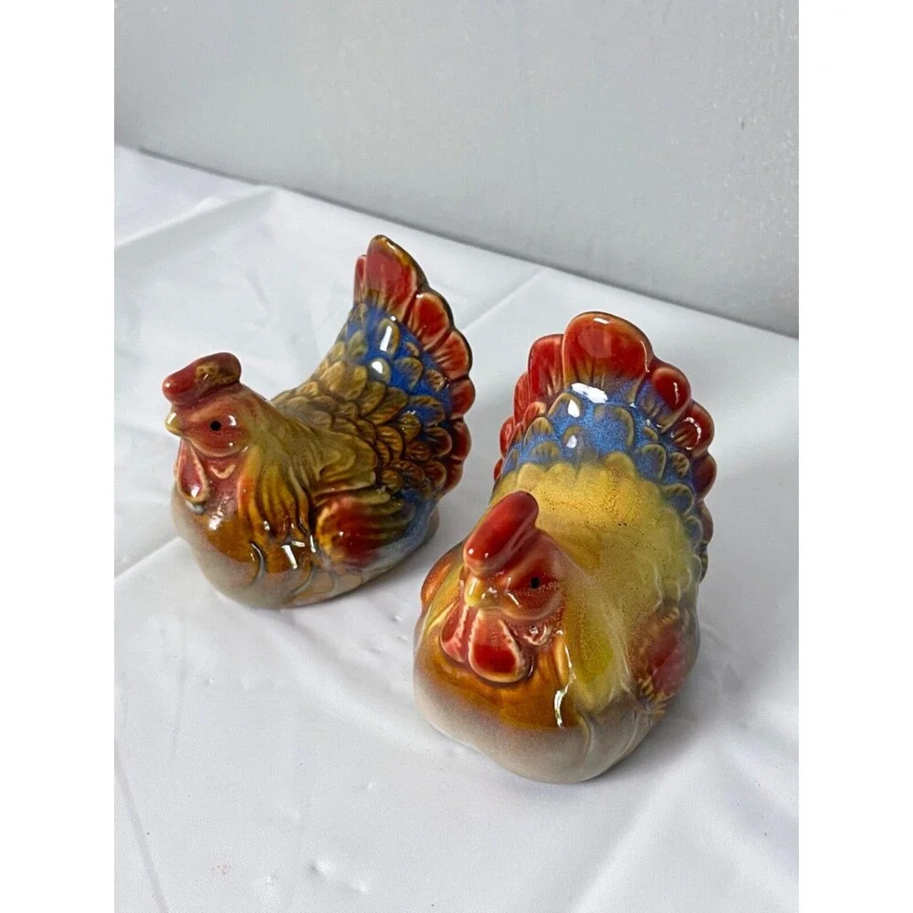 Vintage Hen and Rooster Chicken/Turkey Salt and Pepper Shakers